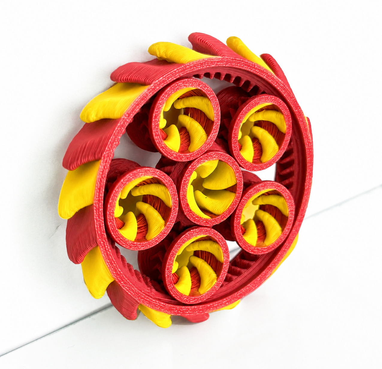 Kırmızı sarı 3D baskı stres çarkı
