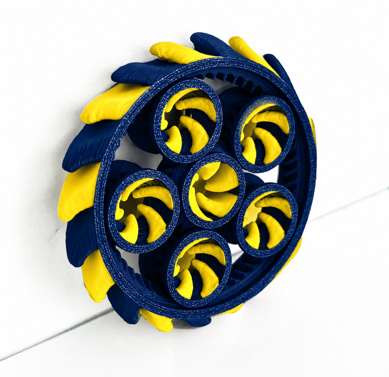 Mavi sarı 3D baskı stres çarkı